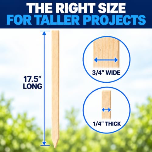 25 Pack Wooden Garden Stakes, 17.5" Long x 3/4" Wide, Made in USA Pine Plant Markers, Chisel Point Yard Stakes for Gardening, Landscaping, Row Labels, Signs & Crafts - size: 17.5" Long (25 Pack)
