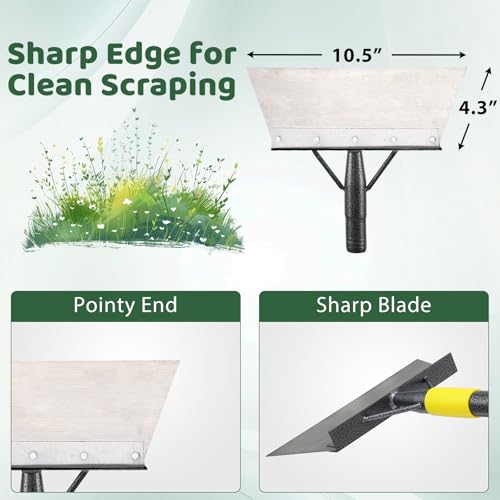 Garden Flat Shovel,Floor Scraper, 88" Long Multifunctional Garden Cleaning Shovel Weeding Tool,Heavy Duty Floor Scraping Tool,Metal Weeding Scraper for Lawn Edging, Snow Ice Removal Scrapers - size: 88"