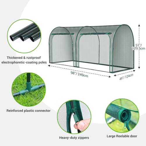 Ohuhu Crop Cages for Garden Plant: 8x4x4 Ft Tent Cage, Plant Netting Cover with Zipper, Garden Bed Cover, Plant Cover from Animal Wind-Resistant Garden Cage for Fruit Vegetable Flower - size: 8' x 4' x 4'