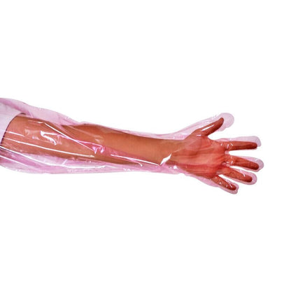50pcs Disposable Long Plastic Gloves, Veterinary Insemination Gloves, Full Arm Long Sleeve, Field Dressing