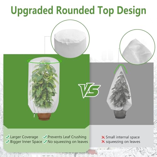 2 Pack Rounded Top Plant Covers Freeze Protection, 40"X47" Winter, White - size: White-40x47in-2PCS