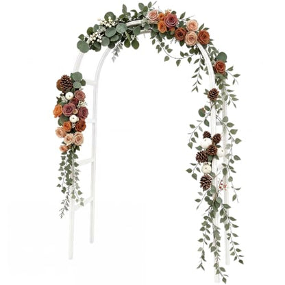 RUBFAC 7.8ft Garden Arbor, Metal Arch Frame for Wedding Ceremony - color: white