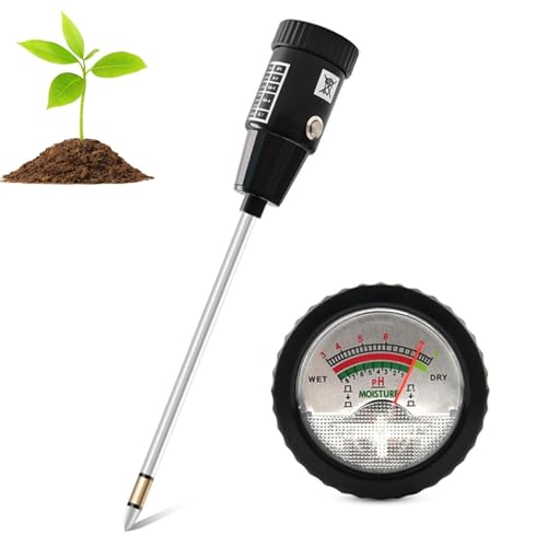 2 in 1 Soil PH Meter Soil Moisture Sensor Meter Soil PH Tester Soil Test Kit Gardening Tool for Indoor Outdoor Plant Garden Lawn Farm Waterproof Metal Electrode 295mm Long