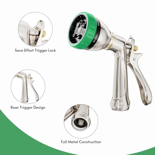 HOSUN 100% Metal Heavy Duty Garden Hose Nozzle Sprayer