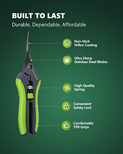 6.5" Pruning Shears for Gardening, Sharp Plant Trimming Scissors - size: 6.5 Inch Curved