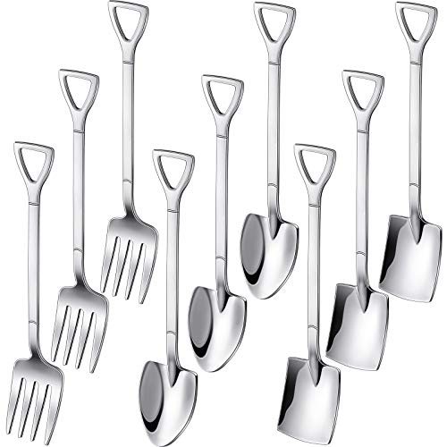 Patelai 9 Pcs Shovel Spoon Fork Set Dessert Ice Cream 304 Stainless