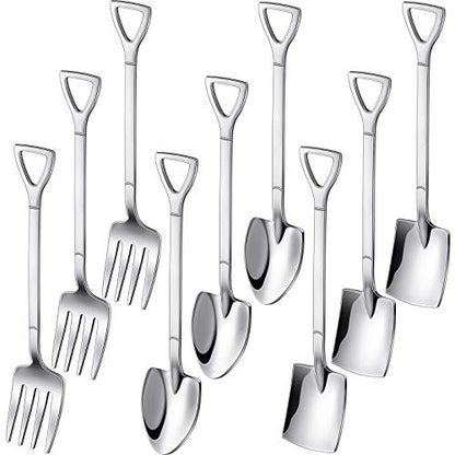 Patelai 9 Pcs Shovel Spoon Fork Set Dessert Ice Cream 304 Stainless