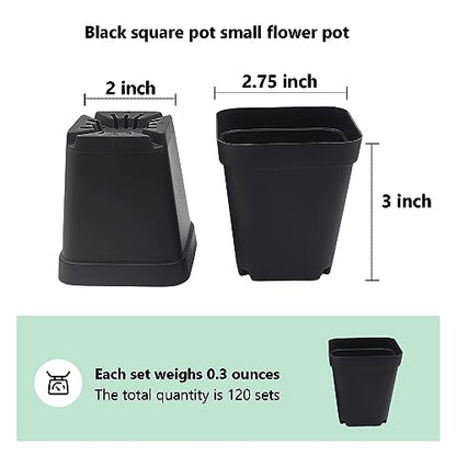 RooTrimmer Square Nursery Pots with Drainage Holes, 2.75 Inch, 120 Pack - color: Black, size: 2.7 Inch - 120pk