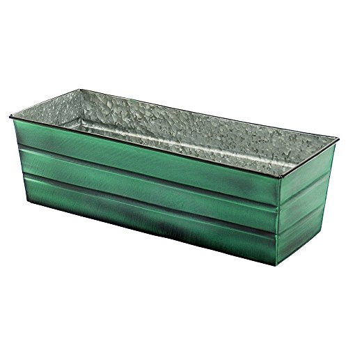 Achla Designs Galvanized Window Flower Box Planter-Green-Medium (24" L x 9.5" W x 7.5" H) - color: Green, size: Medium