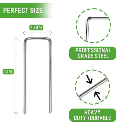 4 Inch Landscape Staples 50 Pack, Galvanized Garden Stakes - size: 4 INCH