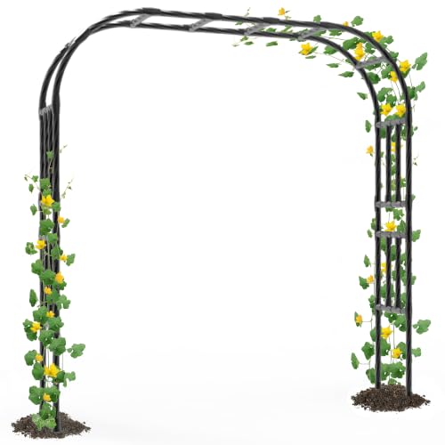 BUKLIYN Garden Arch Trellis - Garden Arch Size: 92.5in(L) * 105in(H) - color: Length: 99in-Black, size: Arch