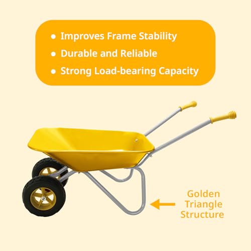 Kids Gardening Tool Set Wheelbarrow 2 Wheel Metal Wheelbarrow Toys (Yellow) - color: Yellow