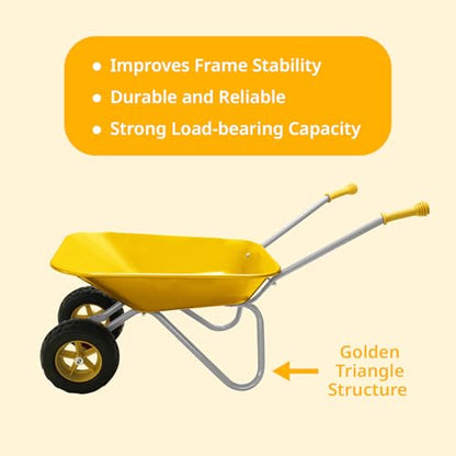Kids Gardening Tool Set Wheelbarrow 2 Wheel Metal Wheelbarrow Toys (Yellow) - color: Yellow