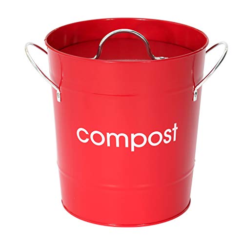 Premier Red Compost Bin, Kitchen & Garden, Steel, 3L, H21 x W19 x D19cm