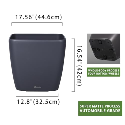 Dexceder 18x17 Self Watering Planter with Wheels (Slate Gray Matte) - color: Slate Gray, size: 18x17