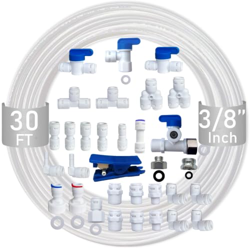 ESHIONG NSF Certified 3/8" O.D. Push to Connect Fittings for RO (Reverse Osmosis) Water Filter 30 pcs+30 feet 3/8" Water tubing. - style: 3/8" R.O.Tubing Fittings Kit