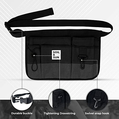 Soil & Sun Garden Tool Belt for Women, Tool Apron, Utility Belt Women, Teacher, Canvas Waist Apron with Pockets,Garden Aprons - color: Black
