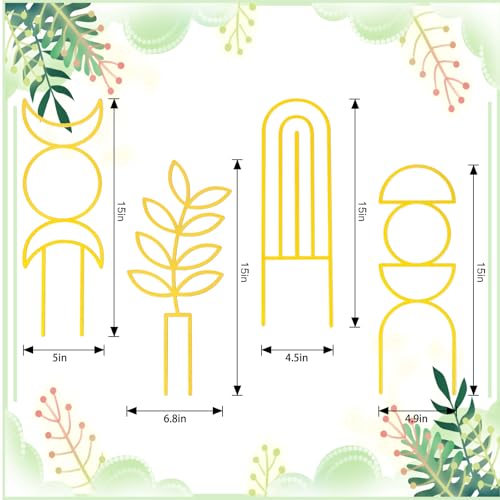 4 Pcs Plant Trellis Indoor Gold Small Trellis for Potted Plants - style: Boho,Gold