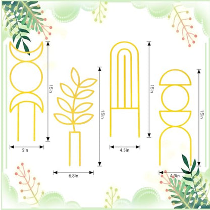 4 Pcs Plant Trellis Indoor Gold Small Trellis for Potted Plants - style: Boho,Gold