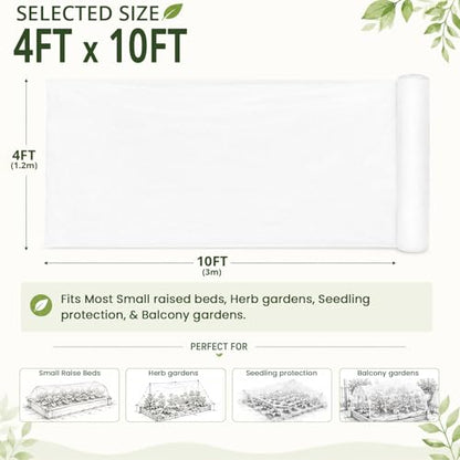 4Ft x 10Ft Garden Netting, Fine Mesh Insect Netting for Plant Protection - size: 4Ft x 10Ft