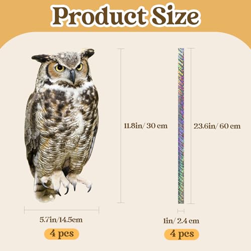 4PCS Flat Fake Owl Plastic Owl to Scare Pigeon for Balcony - color: Grey 4pcs