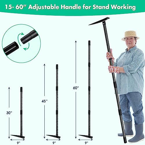 Garden Hoe, Heavy Duty Trenching Hoes with 60 Inch Long Handle, Sharp Edge Triangle Weeding Hoe Garden Tools for Weeds Removal,Cultivating,Digging,Loosen Soil, Trenching, Landscaping Manual Weeder - size: 60"