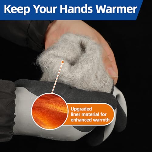 Schwer 2 Pairs 100% Waterproof Winter Work Gloves Latex Coated, CR3305, M - color: Winter Grey, size: Medium