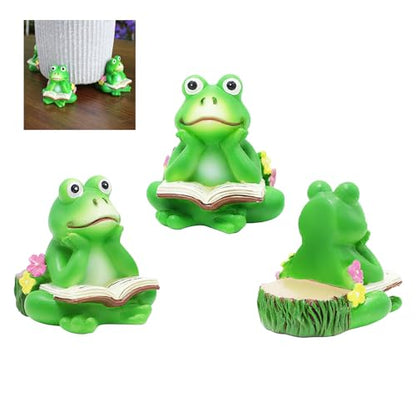 3Pcs Frog Plant Riser, Pot Feet for Outdoor Planters, Resin Frogs Figurine Statue Holder, Flower Pot Feet, Plant Stand Riser Support for Outside Inside Planter Decoration Accessories