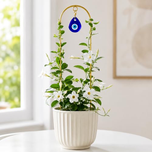 3Pcs Metal Plant Trellis Evil Eye Decor, 16" Climbing Plant Indoor Support