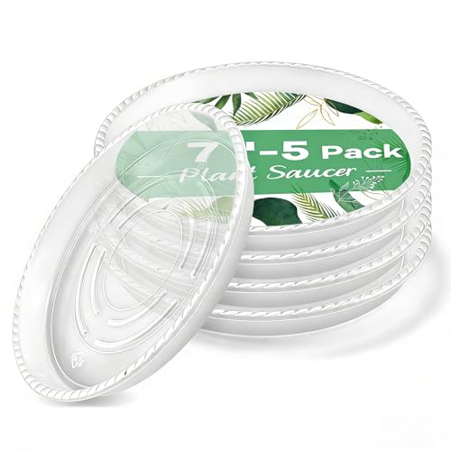 5 Pack 7 Inch Clear Plant Saucers, Plastic Plant Trays for Flower Pots Plant Drip Water Catcher Tray Indoors Outdoor (7 Inch) - size: 7 Inch