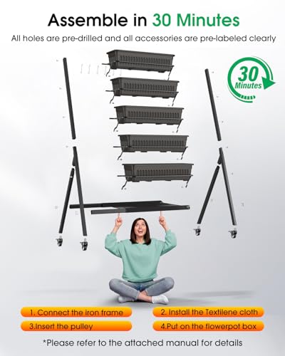 5-Tier Vertical Garden Bed Planter Boxes with Wheels, Drainage System & Storage Space, Mobile Vertical Garden Planter with 5 S-Hooks for Plants Vegetables Flowers Herbs in Garden Patio Yard - style: with wheels