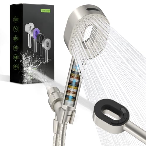 Hibbent Filtered Showerhead with handheld, High Pressure 5 Sprays Shower - color: Brushed Nickel, style: Showerhead with 1 Filter