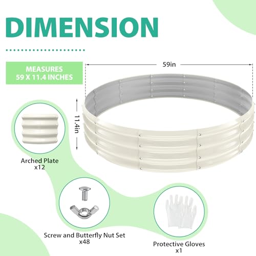12 Inch Tall 60 Inch Diameter Round White Raised Garden Bed Kits Outdoor - color: Cream White, size: 60 Dia X 12 inches