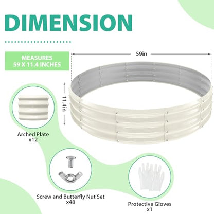 12 Inch Tall 60 Inch Diameter Round White Raised Garden Bed Kits Outdoor - color: Cream White, size: 60 Dia X 12 inches