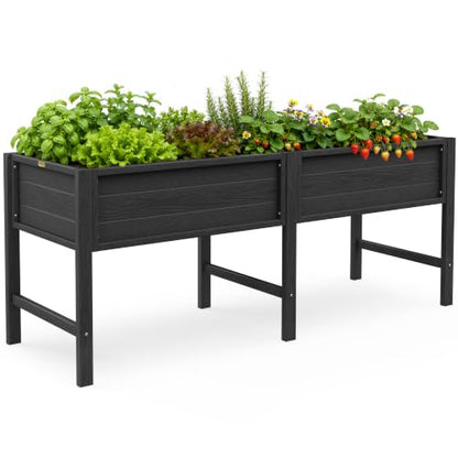 YEFU 72" Large Raised Garden Bed, Wood-Look HIPS 6ft Extra Large Bed, Black - color: Black, size: 72"×24"×30"