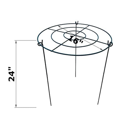 5 Pack 16"x24" Peony Cages Plant Support Stakes Grow Through Grid Grow Through Hoops, Metal Flower Plant Brace Support Ring for Heavy Blossom - size: 16"x24" Pack of 5