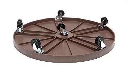 DeVaultEnterprises 23.5" Rolling Plant Caddy with Wheels, Heavy Duty Plant Pot Stand with Casters & Locking Wheel, Indoor Outdoor Planter Base for Pots, Round Plant Tray, Espresso, Supports 500 lbs