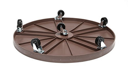 DeVaultEnterprises 23.5" Rolling Plant Caddy with Wheels, Heavy Duty Plant Pot Stand with Casters & Locking Wheel, Indoor Outdoor Planter Base for Pots, Round Plant Tray, Espresso, Supports 500 lbs