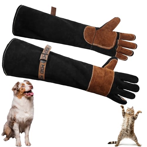 Animal Handing Gloves- Bite Proof, Puncture & Scratch Resistant for Safe Handling, Garden Gloves - color: Black-coffee, size: 24-inches