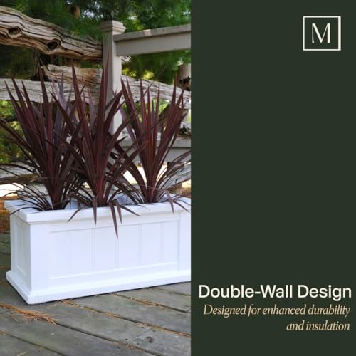 Mayne Cape Cod 24in Self-Watering Rectangular Planter, Black - color: Black, size: 24in x 11in