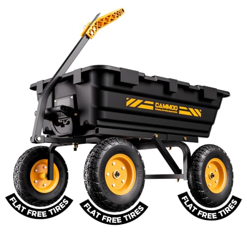 CAMMOO 13" NO-Flat Tires 1400lb Garden Cart Wheelbarrow with 2-in-1 Handle