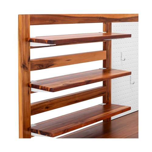 Seville Classics Home 48" Outdoor Garden Potting Bench Table – Heavy Duty Workstation, w/Cabinet, Drawer & Open Shelf, Acacia Wood & Steel Frame, White, 48" W x 25" D - color: White