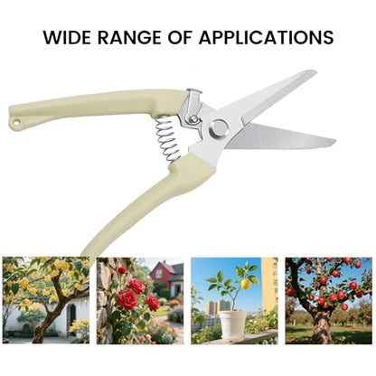 Straight Blade Stainless Steel Pruning Shears for Garden - Rust Resistant Branch Cutter with Non-Slip PP Handle - color: Beige, size: Straight mouth