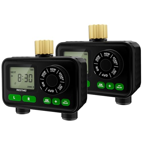 RESTMO 2-Zone Programmable Sprinkler Timer for Outdoor Hose Faucet 2 Pack - color: 2 Zone, size: 2 Pack