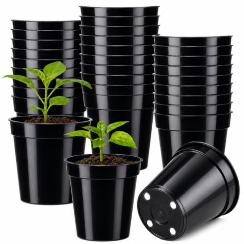 24 Pack 2 Inch Nursery Pots, Mini Plastic Plant Pots for Seedlings(Black) - color: Black