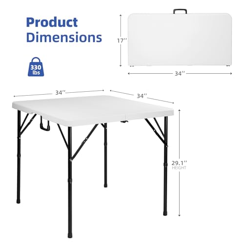 34" Foldable Square Table