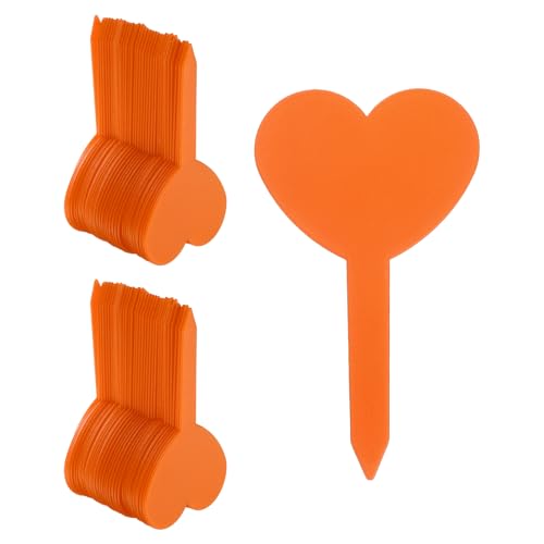 HARFINGTON 150pcs Plastic Plant Labels 3.26" x 1.97" Reusable Waterproof & Sun-Proof Garden Tags for Nursery Potted Herbs Flowers, Orange - color: Orange