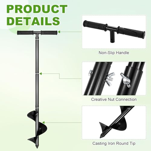 M METERXITY Compost Turning Tool 33.4 Inch Compost Stirring Tool Manual Lawn Aerators Mixing Tool for Gardening Bed/Plant Box/Outdoor Tumbler Bins Bags [Black]