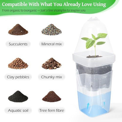 24 Pack 2.5" Self Watering Seed Starter Pots for Plant Propagation Cuttings - color: Transparent 24 Pack
