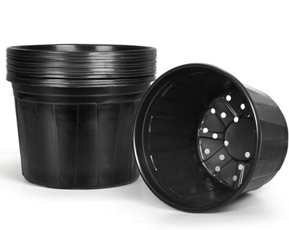 OUPSAUI 2/3/5/7 Gallon Pots for Plants,Flexible Gallon Plastic Nursery Pots with Drainage Holes, Plastic Pots for Outdoor Plants (7Gal-10pcs) - size: 7Gal-10pcs